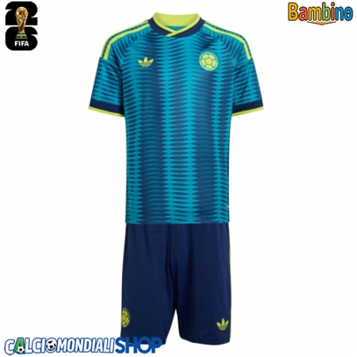 Maglie da calcio Colombia Seconda Maglia Bambino Mondiali 2026  Manica Corta + Pantaloni corti)